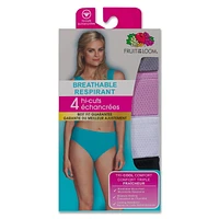 Fruit of the Loom Women's Breathable Micro-Mesh Assorted Hi-Cut Underwear, 4-Pack, Sizes 5 - 8