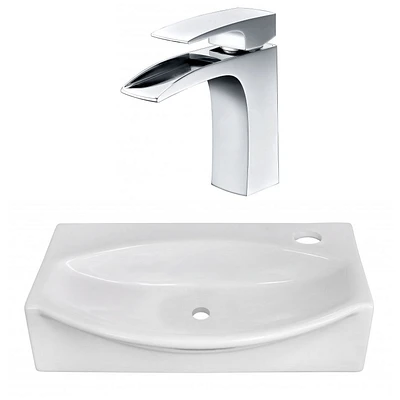 American Imaginations -in. W Above Counter White Bathroom Vessel Sink Set For 1 Hole Right Faucet AI