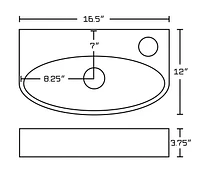 American Imaginations -in. W Above Counter White Bathroom Vessel Sink Set For 1 Hole Right Faucet AI