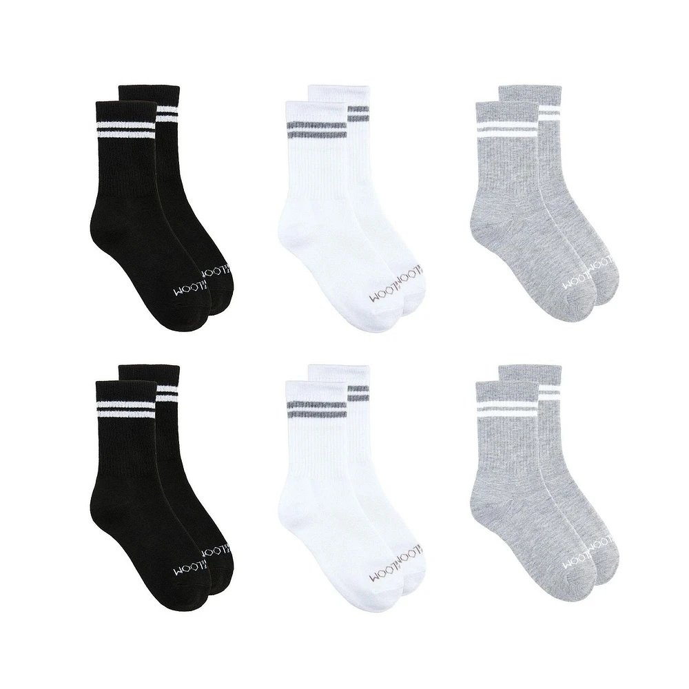 Fruit of the Loom All Day Comfort Crew Socks pour filles Haut Côtelé 2x1.