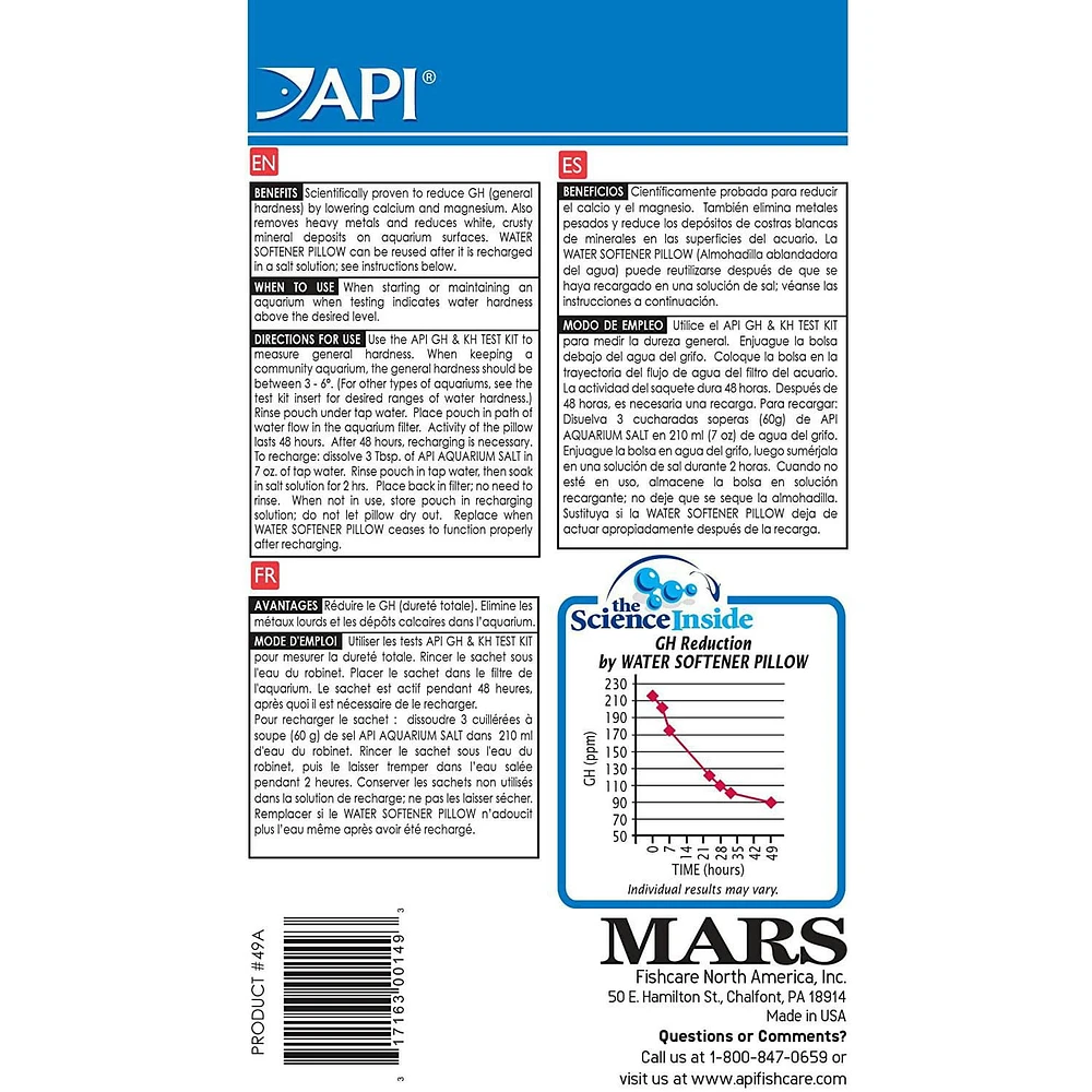 API Water Softener Pillow Aquatic Filter