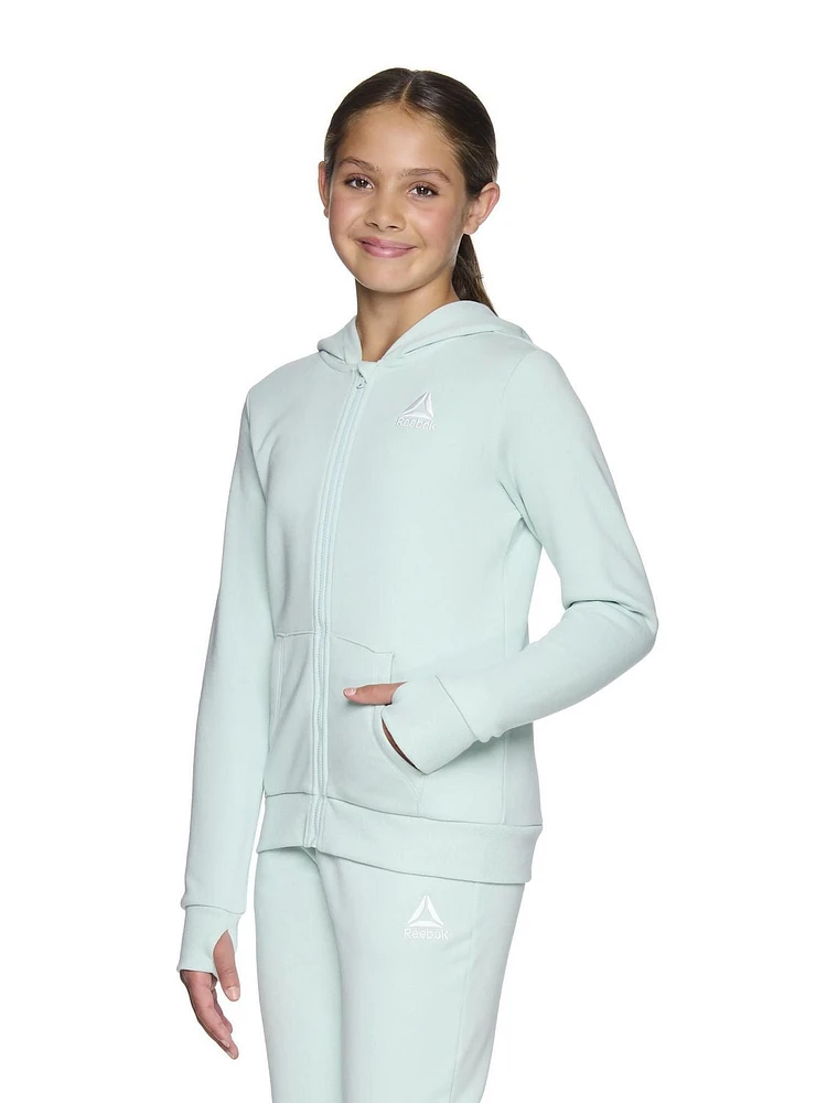 Reebok Girls Victor Zip Up Fleece Hoodie With Pockets