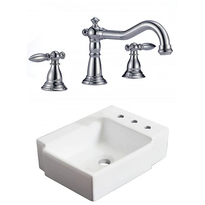 16.25-in. W Above Counter White Bathroom Vessel Sink Set For 3H8-in. Right Faucet AI