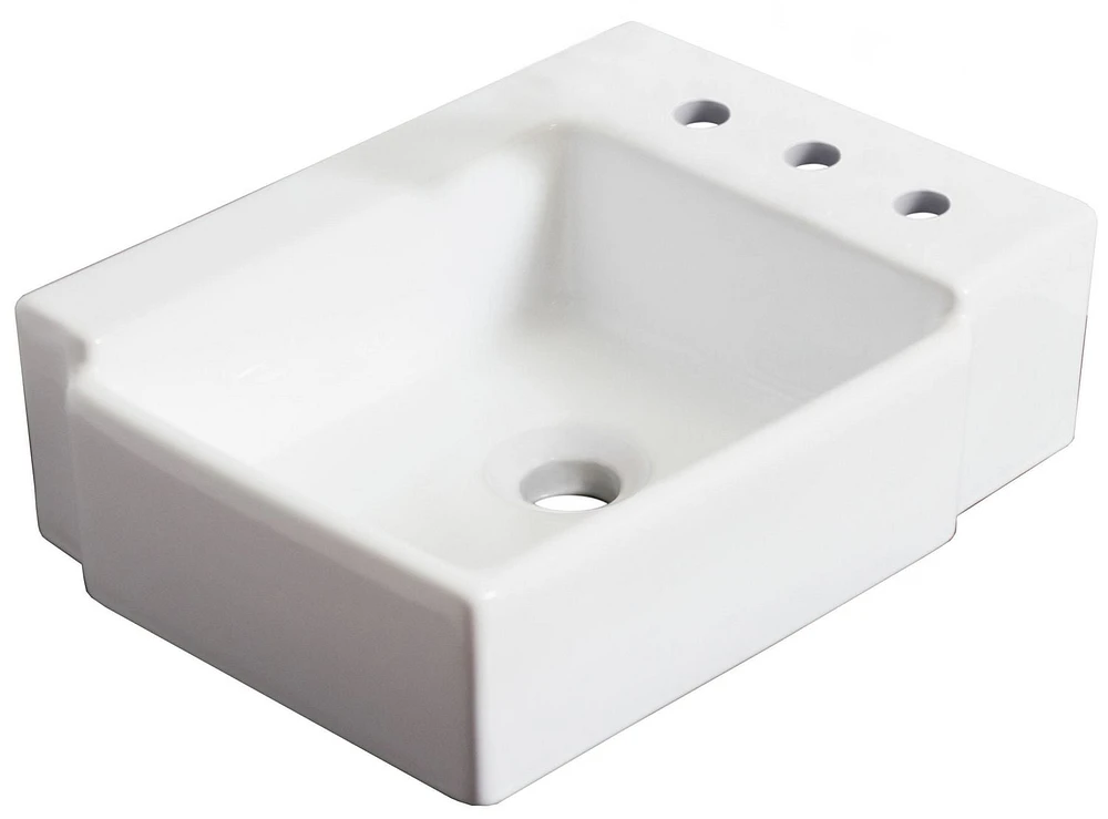 16.25-in. W Above Counter White Bathroom Vessel Sink Set For 3H8-in. Right Faucet AI