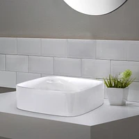 in. W Above Counter White Bathroom Vessel Sink Set For 1 Hole Left Faucet AI