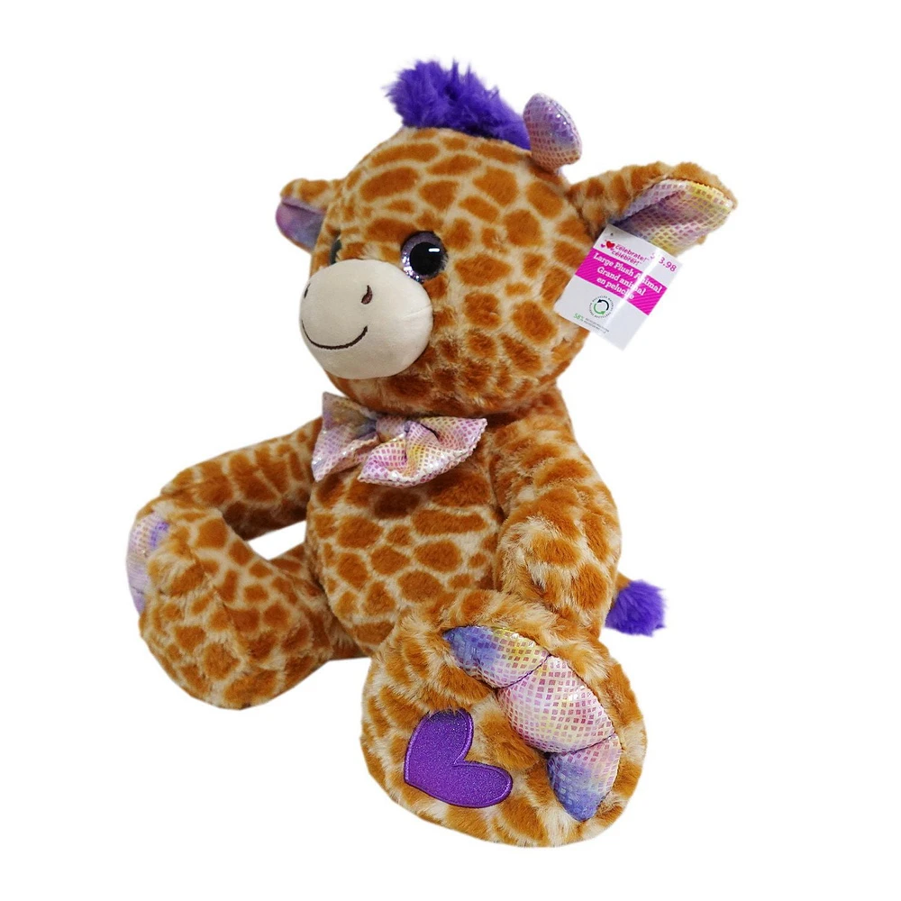 Way To Celebrate Large Big Feet Giraffe  Borwn Plush ,14inch