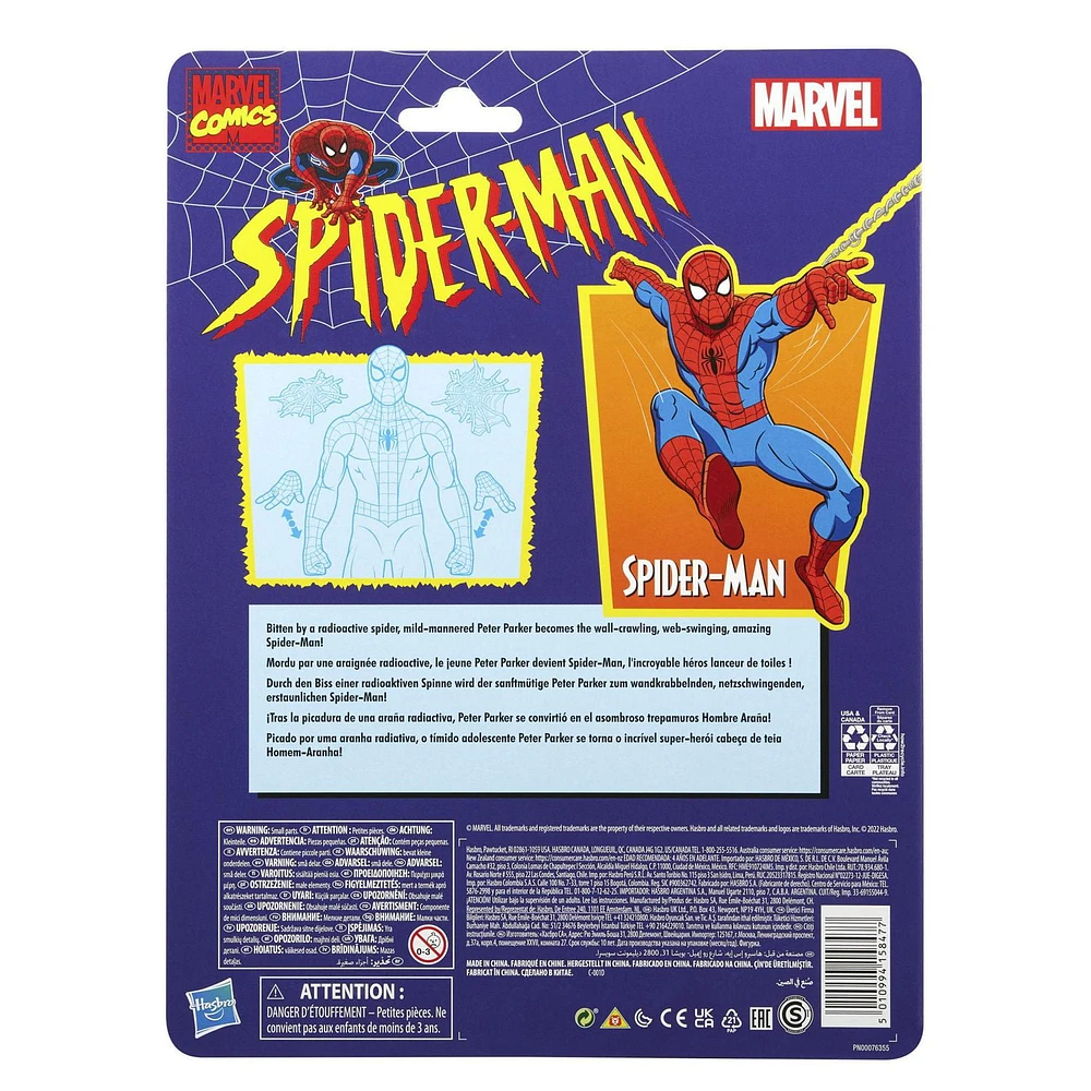 Marvel Legends Series Spider-Man Cel Shaded 6-inch Action Figure Toy, 6 Accessories