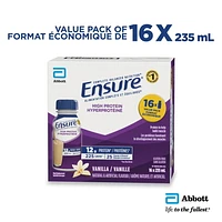 Ensure High Protein 12 g, Meal Replacement Shakes Value Pack, Protein Shakes With Protein To Help Build Muscle, Vanilla, 16 x 235-mL Bottles, 16 x 235 ml Value Pack