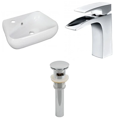 in. W Above Counter White Bathroom Vessel Sink Set For 1 Hole Left Faucet AI