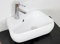 in. W Above Counter White Bathroom Vessel Sink Set For 1 Hole Left Faucet AI