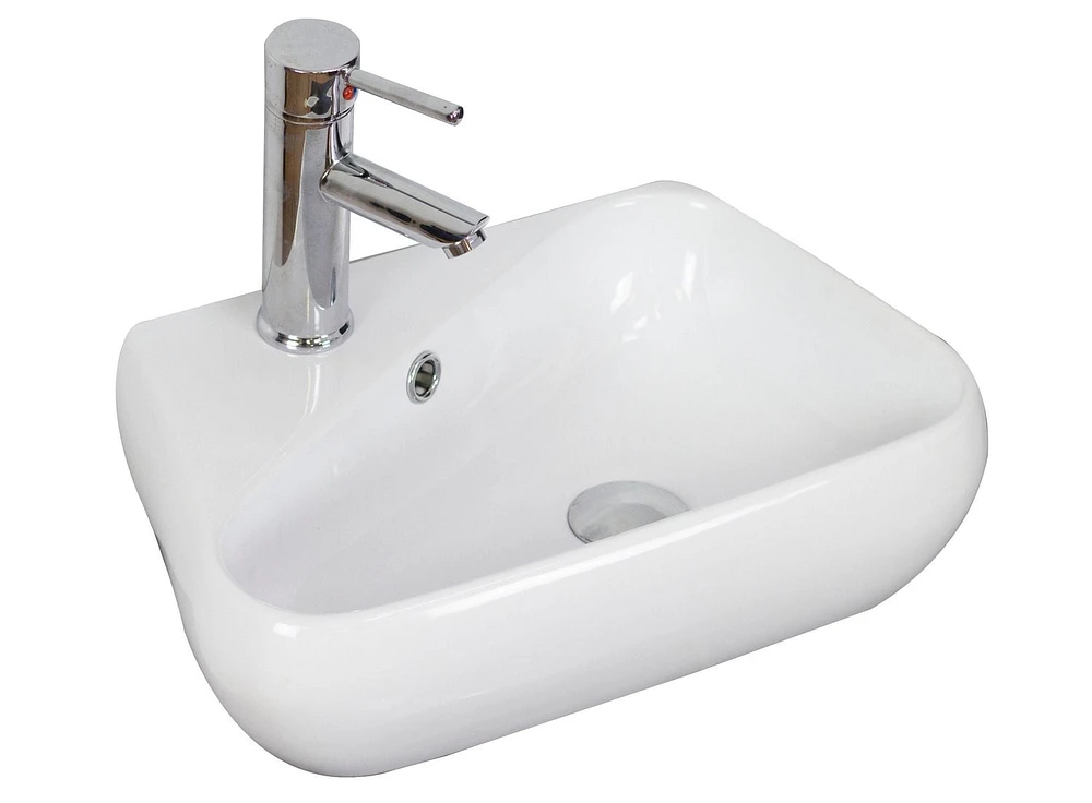 in. W Above Counter White Bathroom Vessel Sink Set For 1 Hole Left Faucet AI