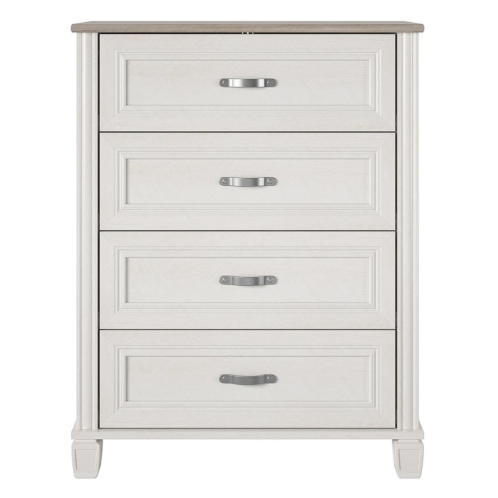 Ameriwood Home Rue Lane 4 Drawer Dresser, Ivory Oak and Gray Oak