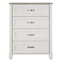 Ameriwood Home Rue Lane 4 Drawer Dresser, Ivory Oak and Gray Oak