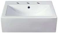 20.75-in. W Semi-Recessed White Bathroom Vessel Sink Set For 3H8-in. Center Faucet AI-22667