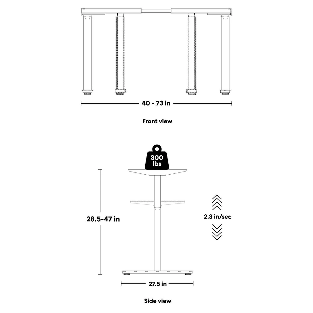 Standard Home Office Height-Adjustable Standing Desk - Dual Motor - White Frame