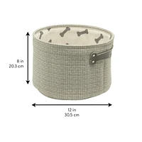 Tweed Storage Basket, Pet Theme with Dog Bone Handles, Grey