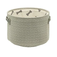 Tweed Storage Basket, Pet Theme with Dog Bone Handles, Grey