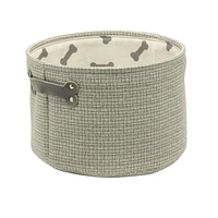 Tweed Storage Basket, Pet Theme with Dog Bone Handles, Grey