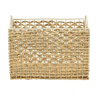 Water Hyacinth and Resin Storage Basket, Natural with White Frame