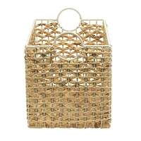 Water Hyacinth and Resin Storage Basket, Natural with White Frame