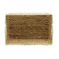 Water Hyacinth and Resin Storage Basket, Natural with White Frame