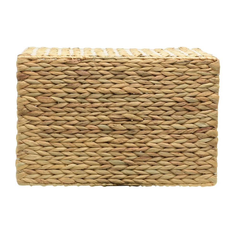 Water Hyacinth and Resin Storage Basket, Natural with White Frame