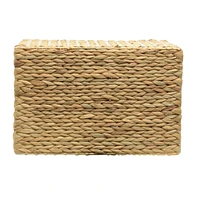 Water Hyacinth and Resin Storage Basket, Natural with White Frame