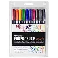 Tombow Fudenosuke Brush Pens, Colors, 10-Pack