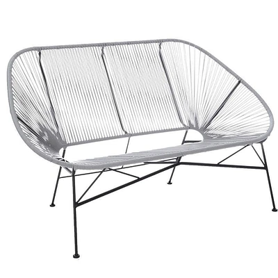 Plata Import Acapulco Rattan Bench in Grey