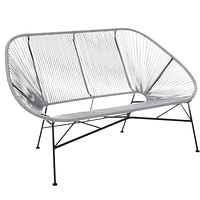 Plata Import Acapulco Rattan Bench in Grey