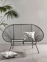 Plata Import Acapulco Rattan Bench in Grey