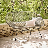 Plata Import Acapulco Rattan Bench in Grey