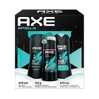 Axe  with Body Spray, Body Wash & 2-1 Shampoo and Conditioner Apollo Gift Set, Bundle of 3