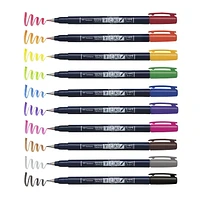 Tombow Fudenosuke Brush Pens, Colors, 10-Pack