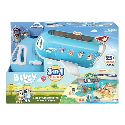 BLUEY 3-IN-1 AIRPLANE PLAYSET, 2 Exclusive Figures Included