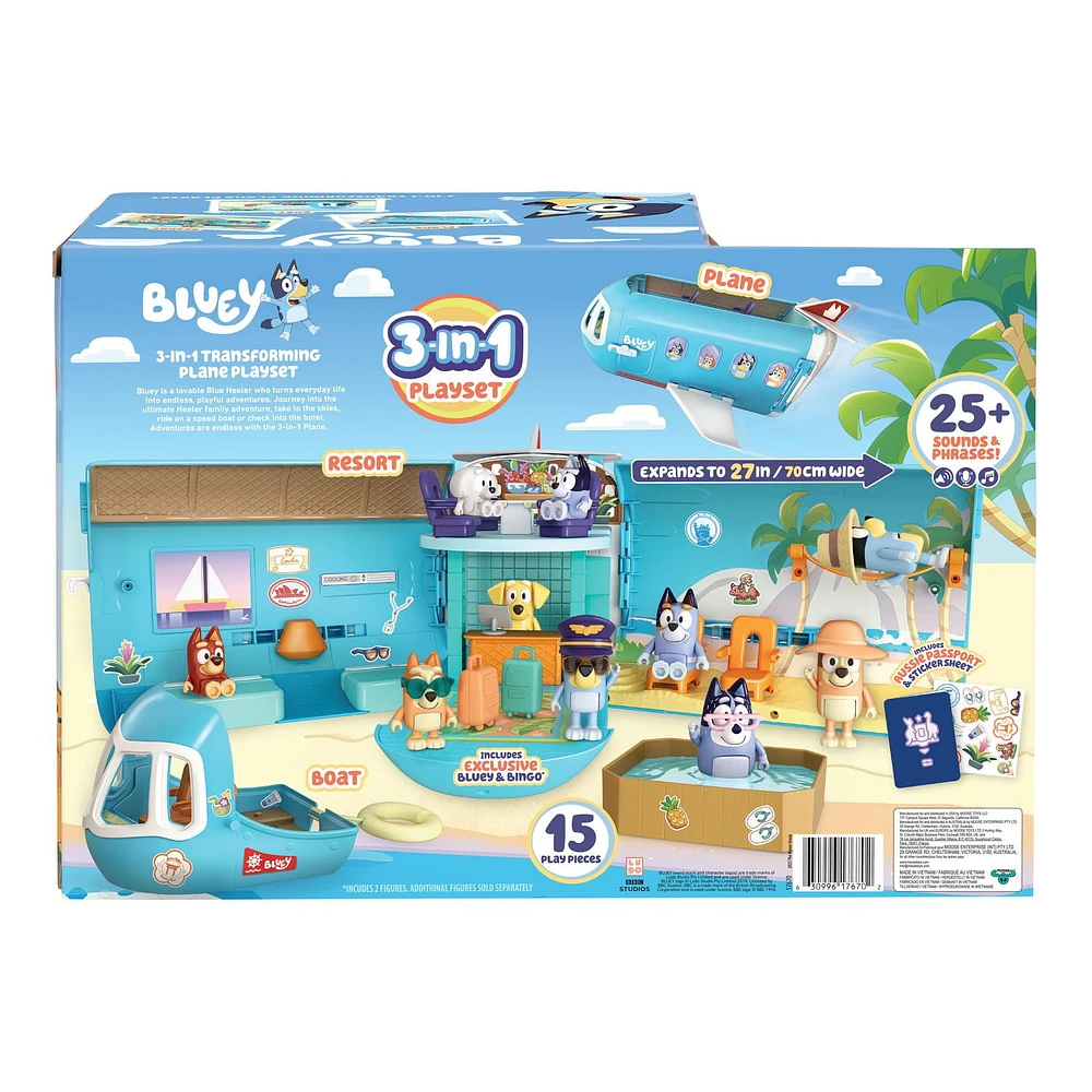 BLUEY 3-IN-1 AIRPLANE PLAYSET, 2 Exclusive Figures Included