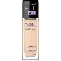 Maybelline New York Fit Me Fond de teint Hydrate + Lisse, fini naturel et lumineux, hydratant, couvrance moyenne, peaux normales à sèches, 30 ml fond de teint fit me fini satin