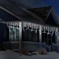 240 5MM LED ICICLE, INDOOR/OUTDOOR, TWINKLING, ADAPTOR, CLEAR WIRE, PURE WHITE,CONNECTABLE, 240CT TWINKLING ICICLE