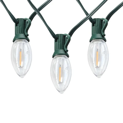 25 C9 VINTAGE LOOK SUPERBRIGHT LED LIGHTS,SCREW-IN BULBS,IND/OUT,GREEN WIRE,MULTICOLOUR