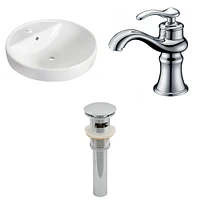 18.25-in. W Drop In White Bathroom Vessel Sink Set For 1 Hole Center Faucet AI-26162