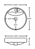 18.25-in. W Drop In White Bathroom Vessel Sink Set For 1 Hole Center Faucet AI-26162