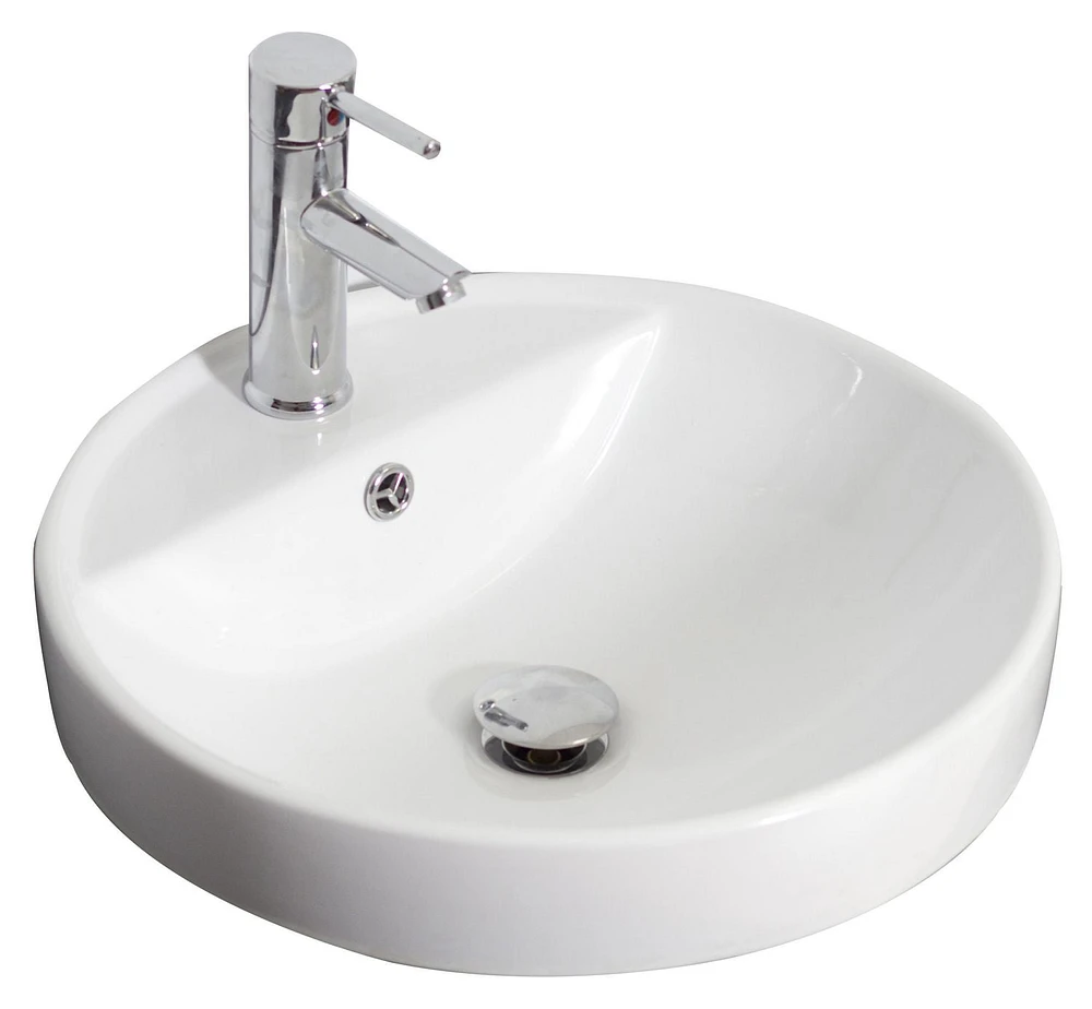 18.25-in. W Drop In White Bathroom Vessel Sink Set For 1 Hole Center Faucet AI-26162