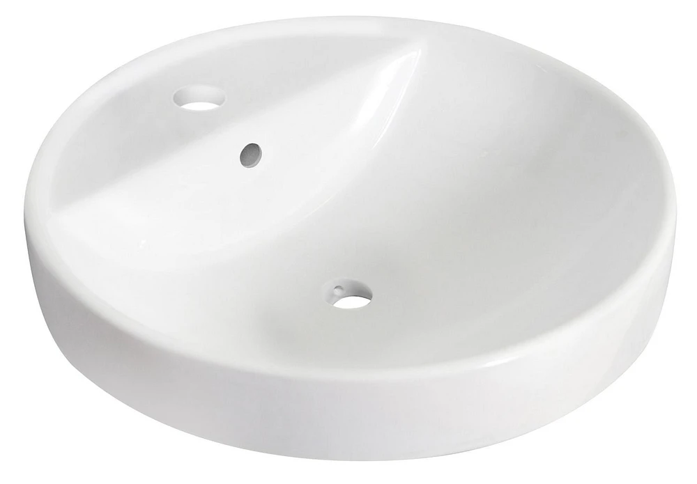 18.25-in. W Drop In White Bathroom Vessel Sink Set For 1 Hole Center Faucet AI-26162