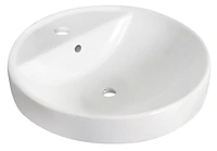 18.25-in. W Drop In White Bathroom Vessel Sink Set For 1 Hole Center Faucet AI-26162