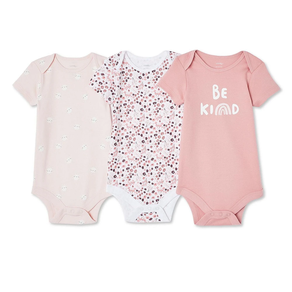 George Baby Girls' Bodysuit 3-Pack, Sizes 0-12 months