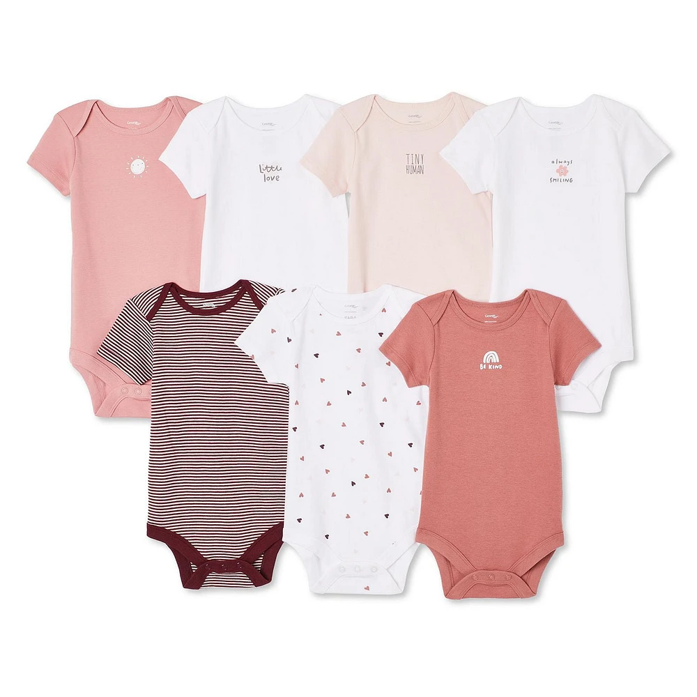 George Baby Girls' Bodysuit 7-Pack, Sizes NB-12 months