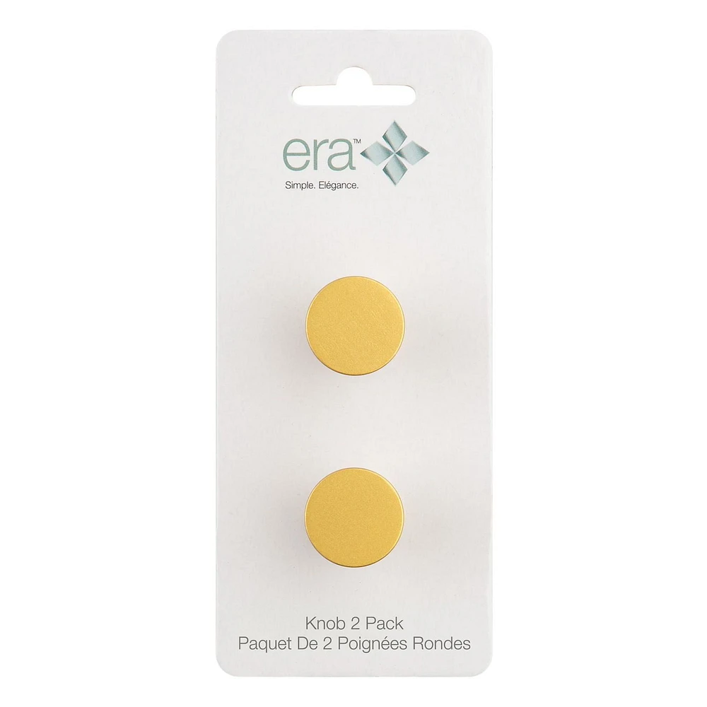 Era Peg Knob 2-Pack Gold, 0.79 x 0.79 x 1 in.