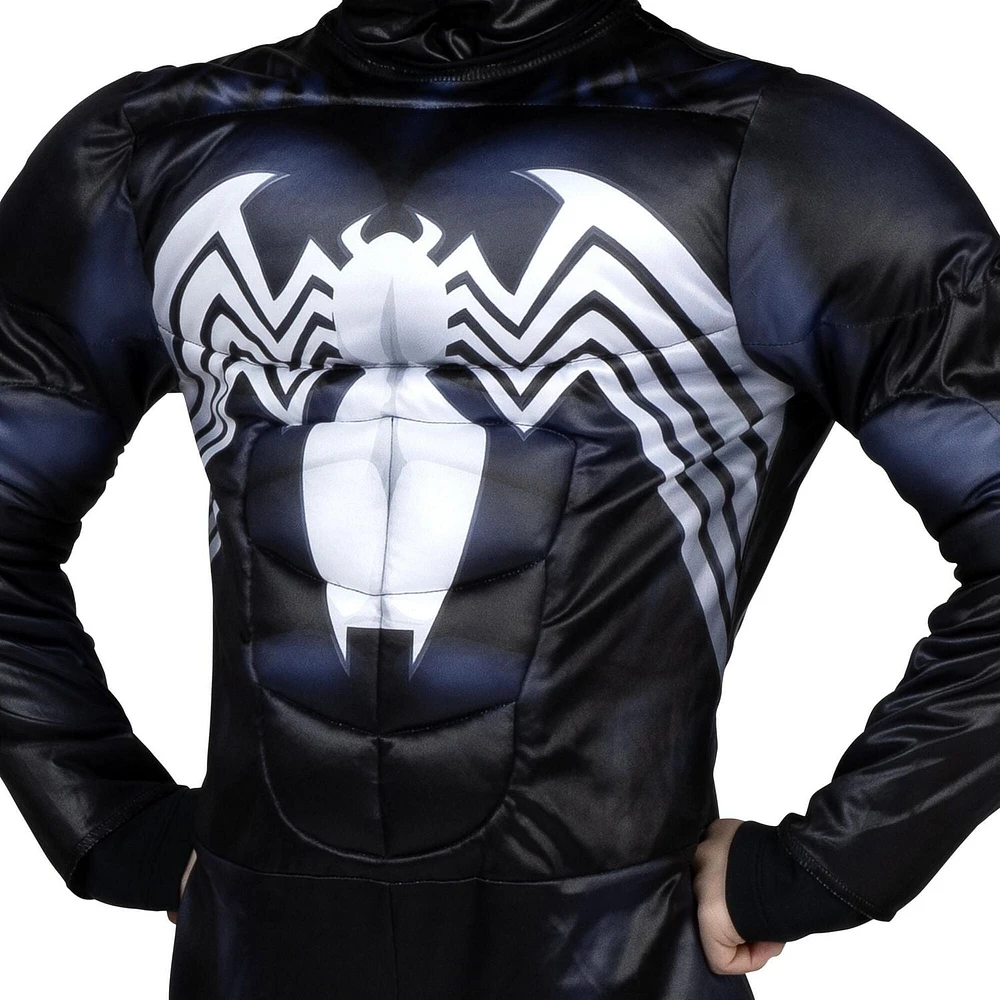 MARVEL Venom Official Youth Halloween Costume - Premium Quality Padded Jumpsuit with Pull On Fabric Mask