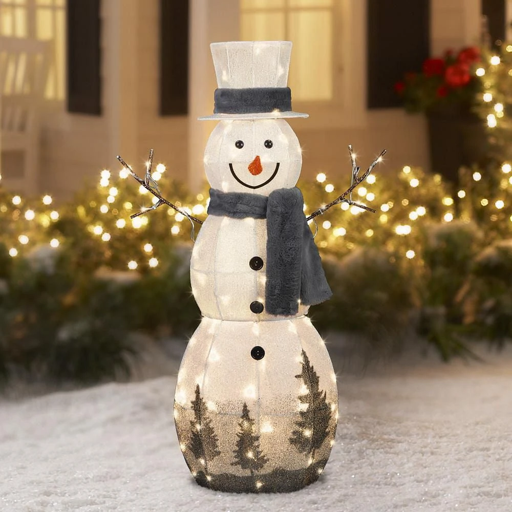 Sparkle Glitterscape Trees 4ft Snowman (Classic White)