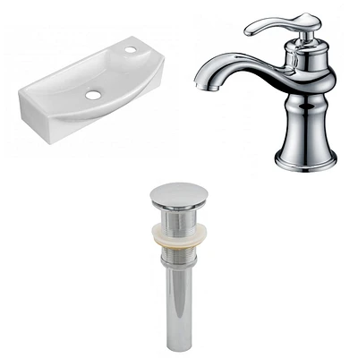 17.75-in. W Above Counter White Bathroom Vessel Sink Set For 1 Hole Right Faucet AI-26308